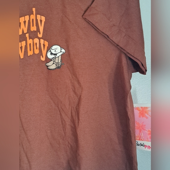 Howdy Cowboy Wild West Rodeo Brown Top Size Meduim #New - Picture 8 of 9